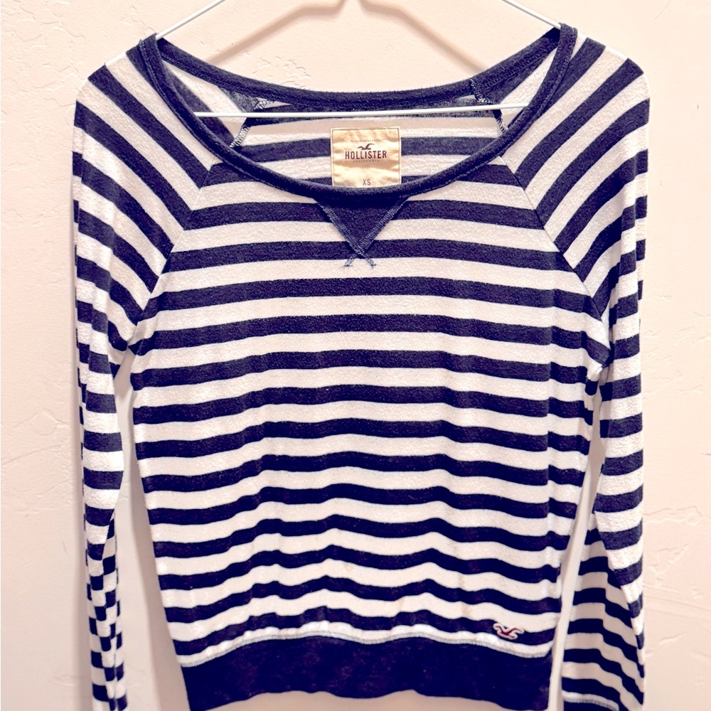 HOLLISTER Navy & White Striped Top - Size XS
